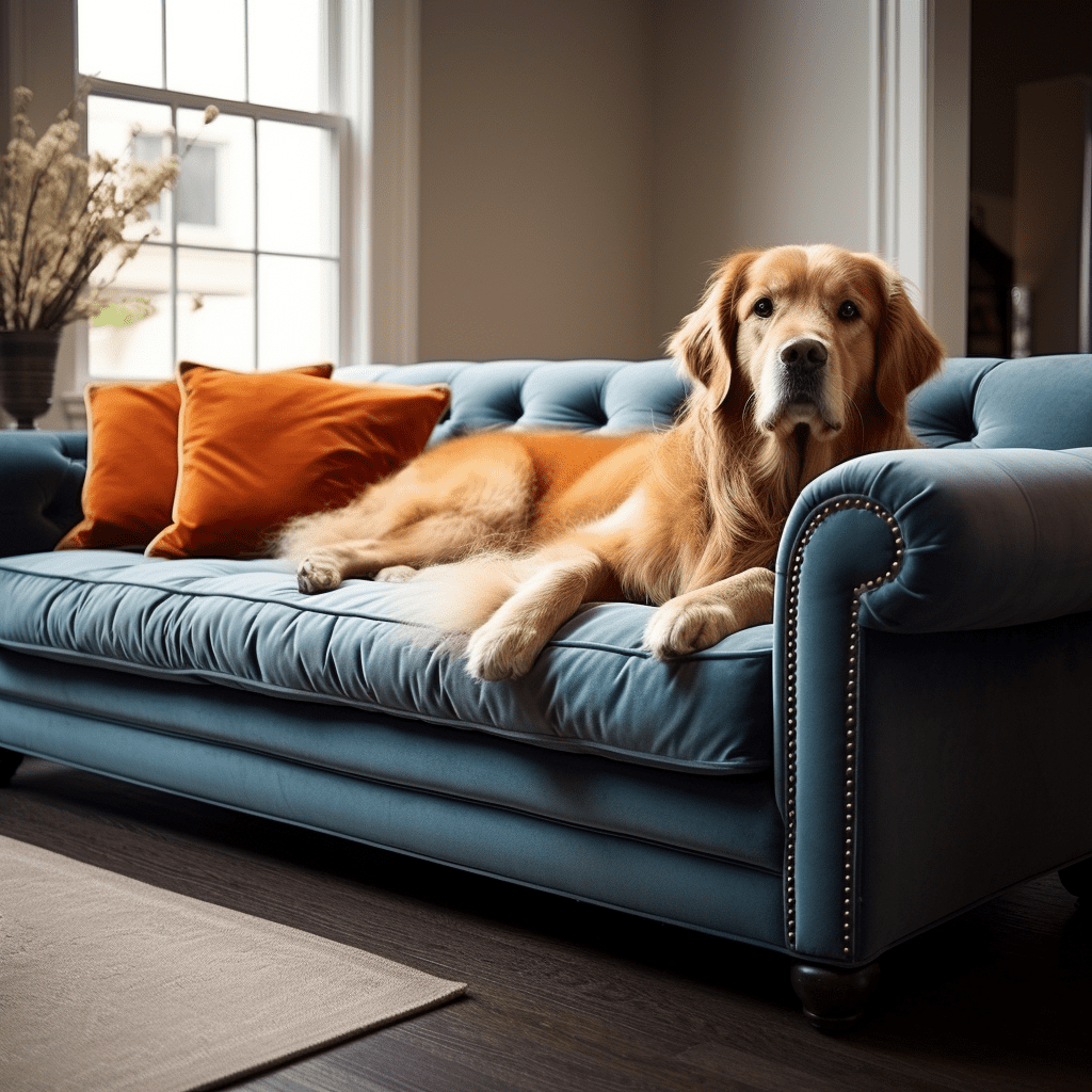 фото собака на диване
